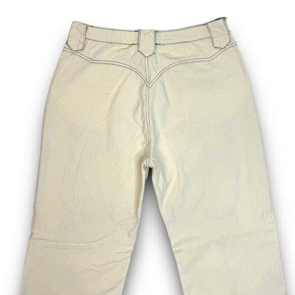 Et Clet Lightweight Denim Embroidered Jeans Wide Leg Western Cream Brown Medium - Picture 7 of 9